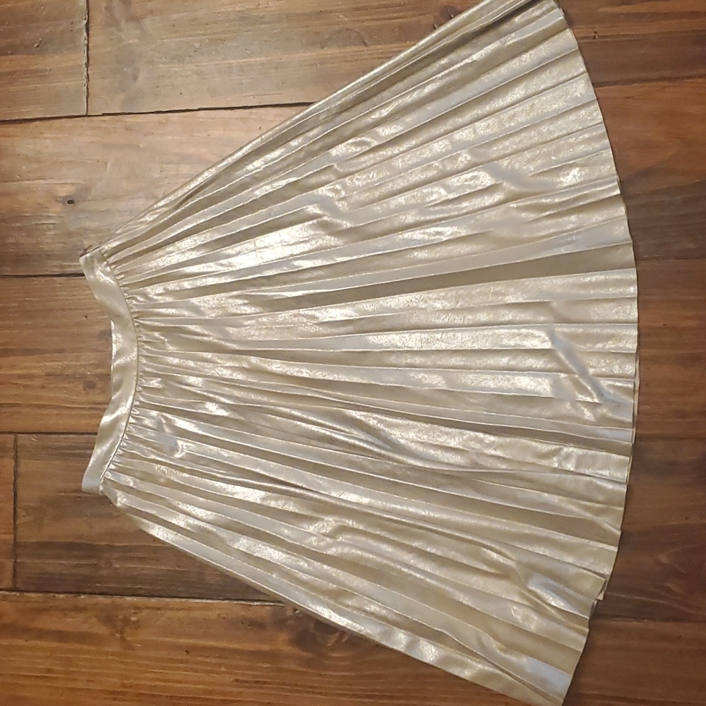 Anthropologie pleated gold shimmer skirt